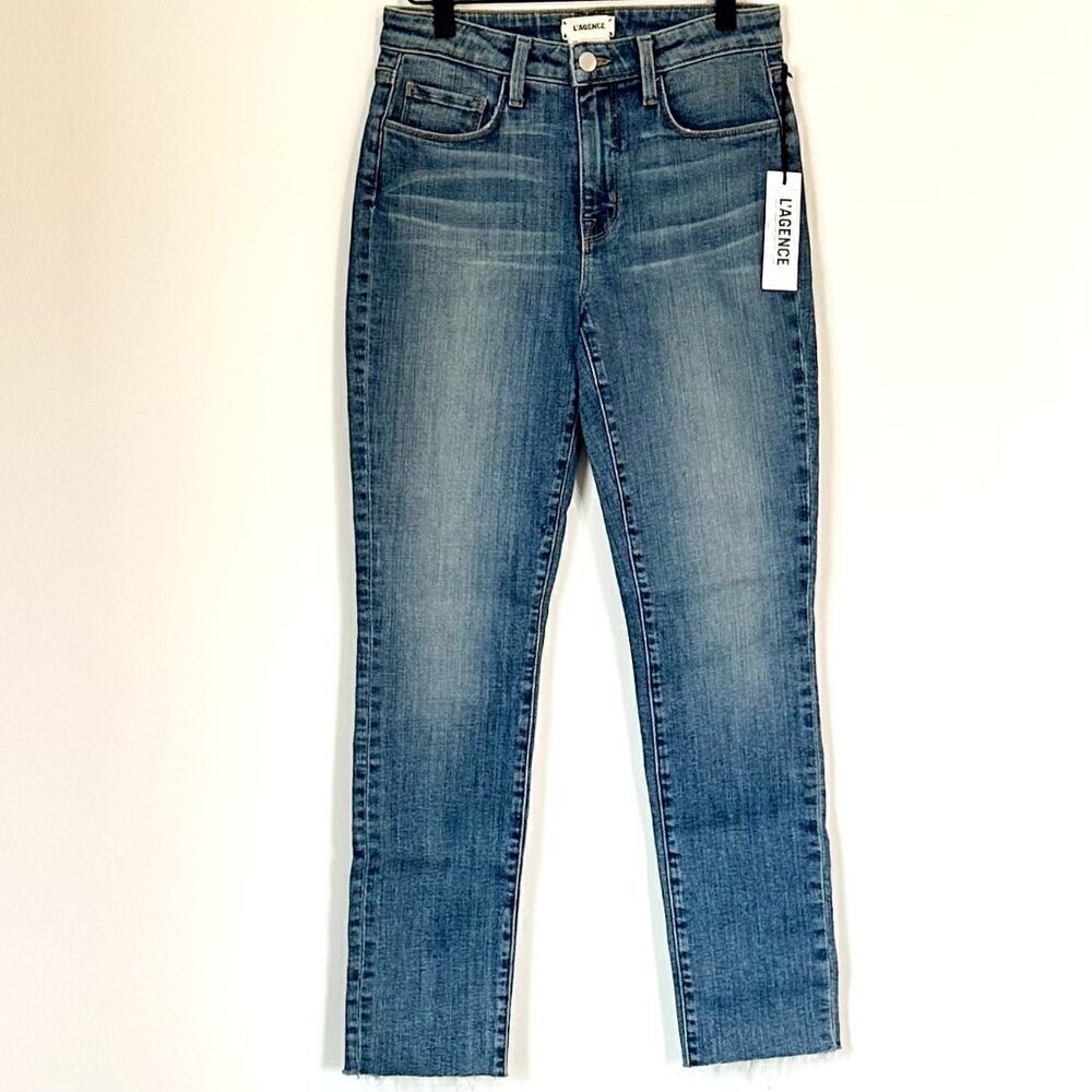 L'agence Women's Straight Leg Jeans In Medium Blue Wash